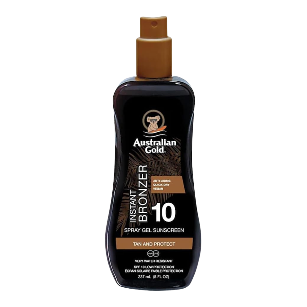 Australian Gold SPF 10 Spray Gel Sunscreen with Instant Bronzer