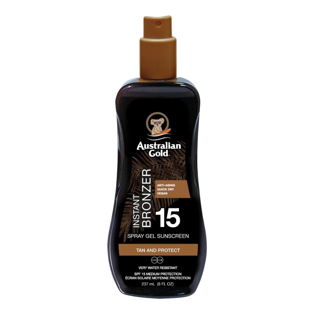 Australian Gold SPF 15 Spray Gel Sunscreen with Instant Bronzer