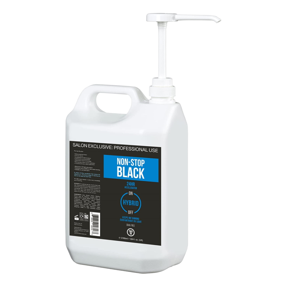Gallon of Power Tan Non Stop Black Accelerator