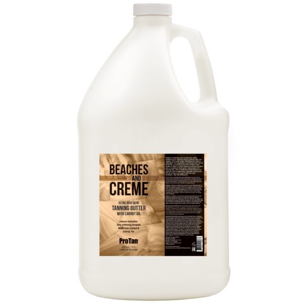 Gallon of Pro Tan Beaches and Crème Ultra Rich Tanning Butter with Carrot Oil