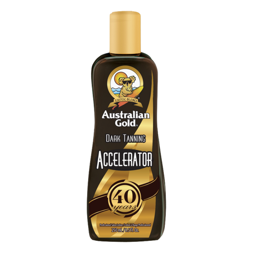 250ml bottle of Australian Gold 40th Anniversary Dark Tanning Accelerator