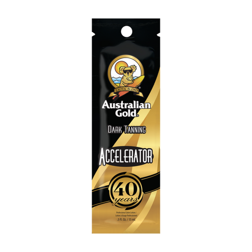 15ml sachet of Australian Gold 40th Anniversary Dark Tanning Accelerator