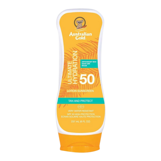 237ml bottle of Australian Gold SPF 50 Lotion Suncream Ultimate Hydration