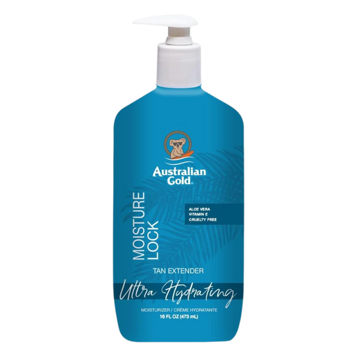 437ml pump of Australian Gold Moisture Lock Tan Extender
