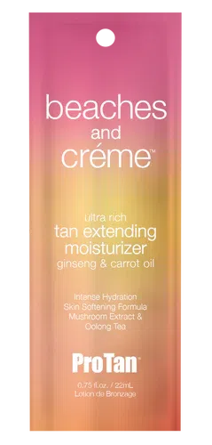 22ml sachet of Pro Tan Beaches and Creme Tan Extending Moisturiser