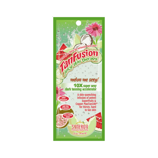 29.5ml sachet of Synergy Tan Tanfusion Melon Me Sexy