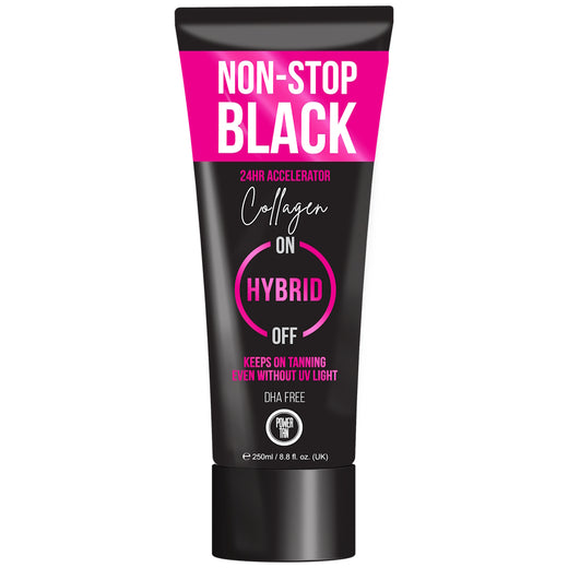 250ml bottle of Power Tan Non-Stop Black Hybrid Collagen