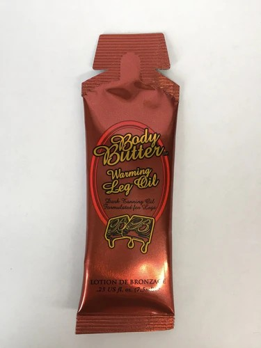 7.5ml sachet of Body Butter Warming Leg Oil