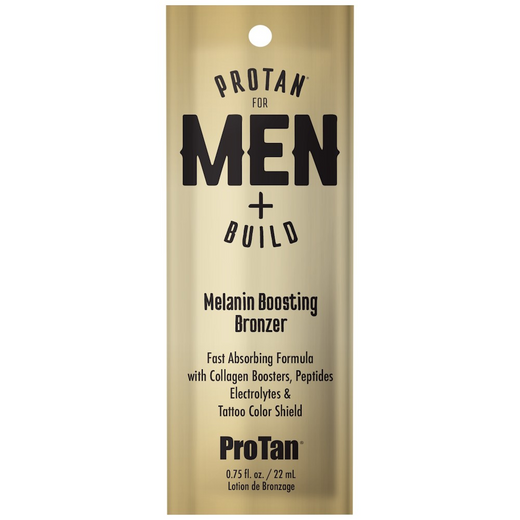 22ml sachet of Pro Tan for Men + Build Melanin Boosting Bronzer