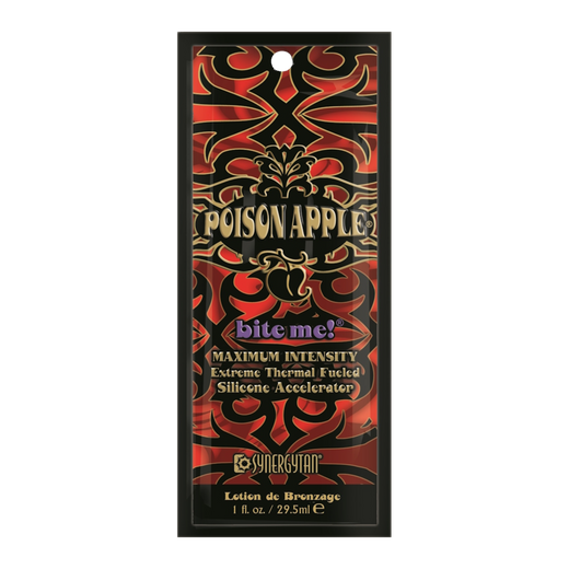 29.5ml sachet of Synergy Tan Poison Apple