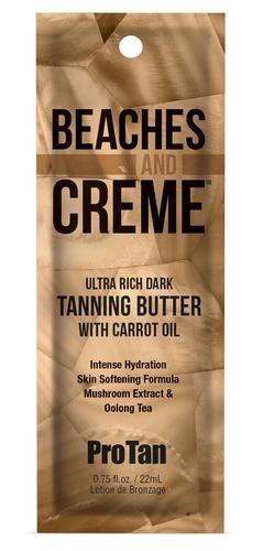 22ml sachet of Pro Tan Beaches and Crème Ultra Rich Tanning Butter with Carrot Oil