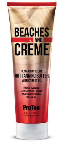 250ml bottle of Pro Tan Beaches and Crème Ultra Rich Sizzling Hot Tanning Butter with Carrot Oil