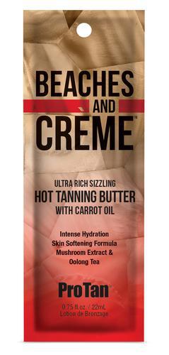 22ml sachet of Pro Tan Beaches and Crème Ultra Rich Sizzling Hot Tanning Butter with Carrot Oil